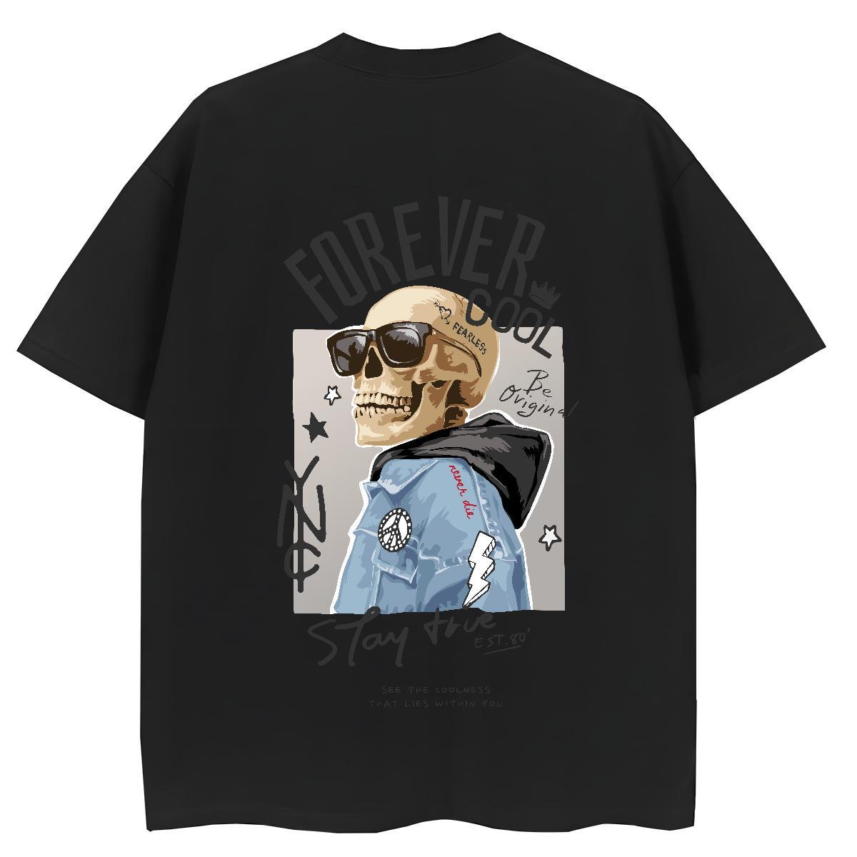 Fashion Casual Women T Shirts 230g Cotton Round Neck Short Sleeve Street skull Couples T Shirts Nice Custom Printed Clothes Shirt