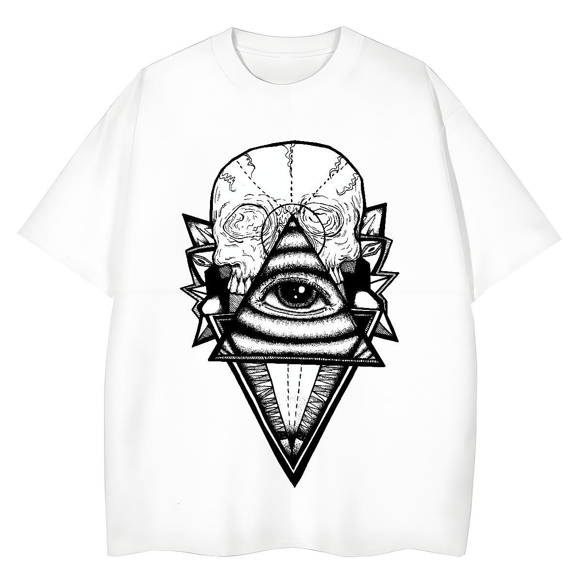 Fashion Casual T-Shirts for Women 230g 100% Cotton Breathable Crew Neck Spring Summer eye of the devil Women Tees Female Customized Clothings