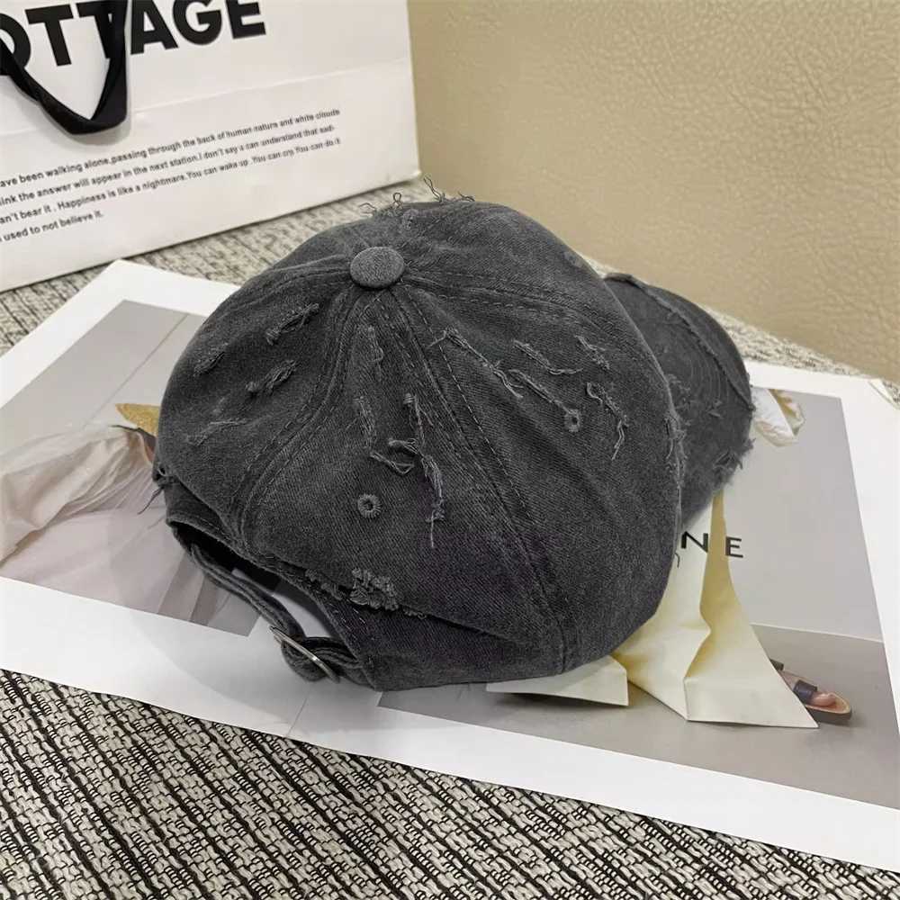 Korean Version Letter Embroidery Baseball Hat For Unisex Wash Soft Top Trend Dilapidated Sunshade Outdoor Versatile Peaked CapX241018
