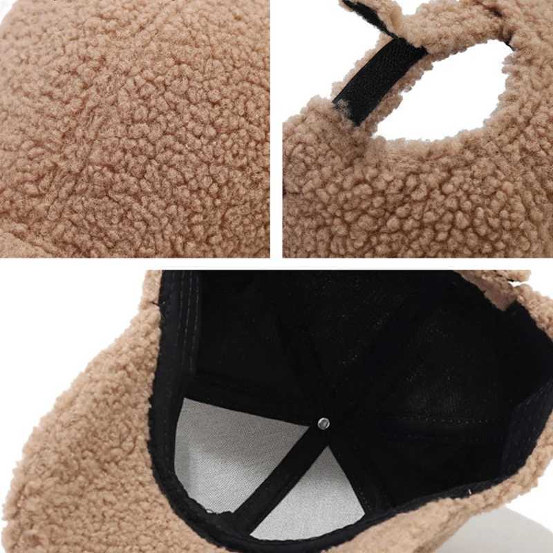 Lamb Wool Baseball Caps for Women Men Winter Warm Thick Peaked Hat Korean Curved Brim Visors Outdoor Sports Solid Color Golf CapX241018