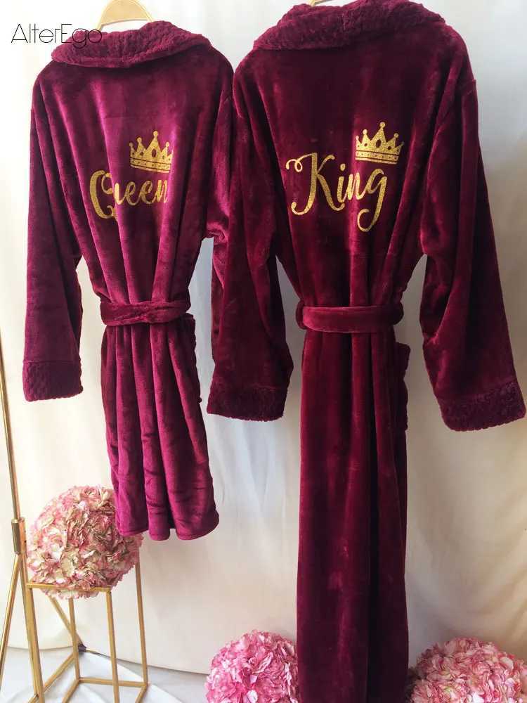 Custom Couple Bathrobe Personalized Wedding Bathrobe Flannel Anniversary King Queen Robes Honeymoon Mr Gift Bride And Groom GiftXJ241018