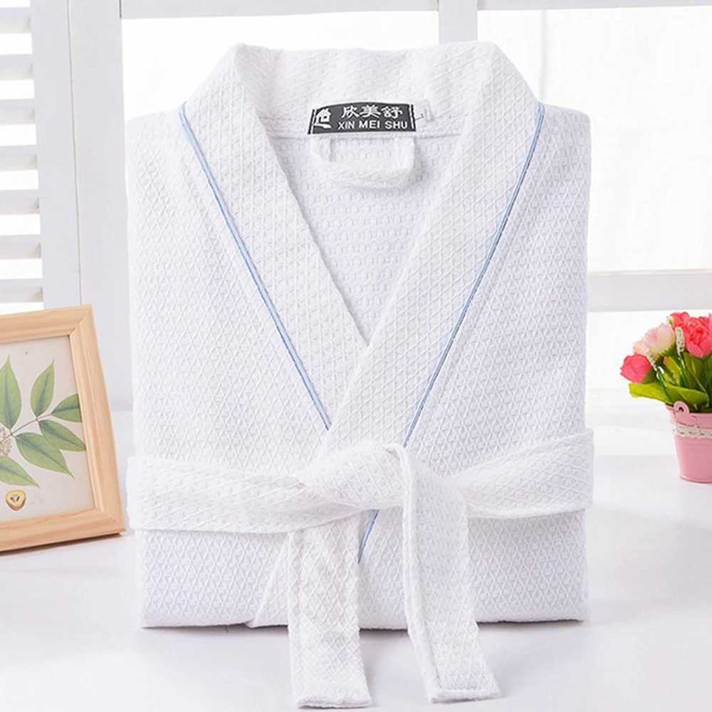 100% Cotton Waffle Bathrobe Men Women Sleepwear Couple Spring Summer Long Bride Bathrobe Sleep Lounge Robe Kimono Nightwear GownXJ241018