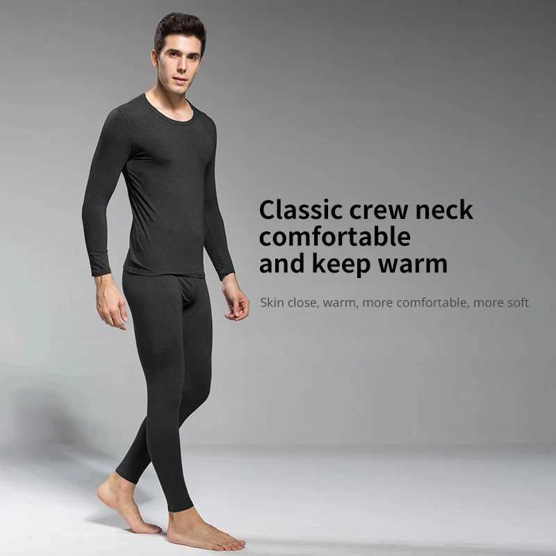 Men's Thermal Underwear Man Winter Thermal Underwear Set Face Sanding Double Warmth Slim Body and High Elasticity Comfortable and Breathable Y241
