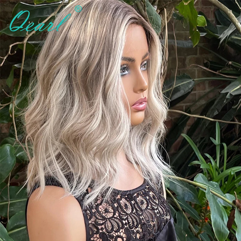 100% Real HD Human Hair Wigs Pre Plucked New in Lace Frontal Wig on Sale Ash Blonde Highlights Front Lace Wig Loose Wavy