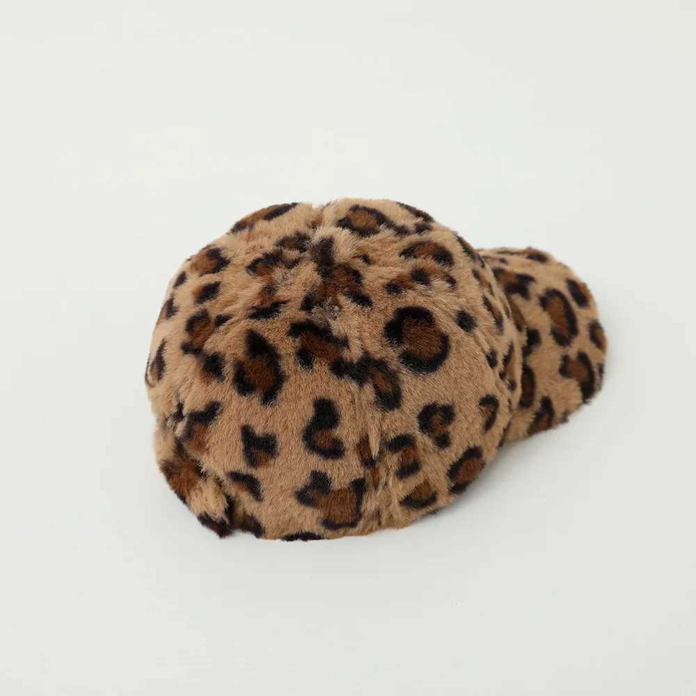 Autumn Winter Girl Kid Plus Velvet Warm Leopard Peaked Cap Boy Baby Fashion Fleece Windproof Baseball Hat Children Solid Caps LX241018