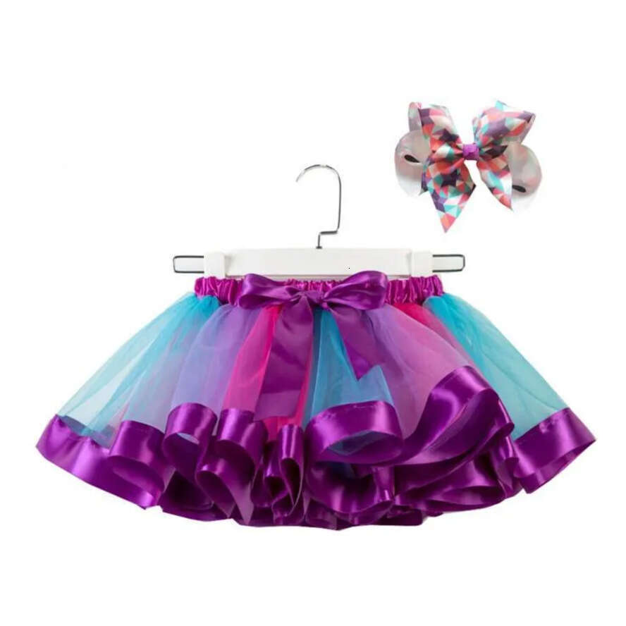 Mini Short Colors Rainbow Girls Dresses 2022 Plus Size Ruffles Puffy Tutu Skirts For Toddler Children Dance Party Holiday Wer Girl Dress Cg001