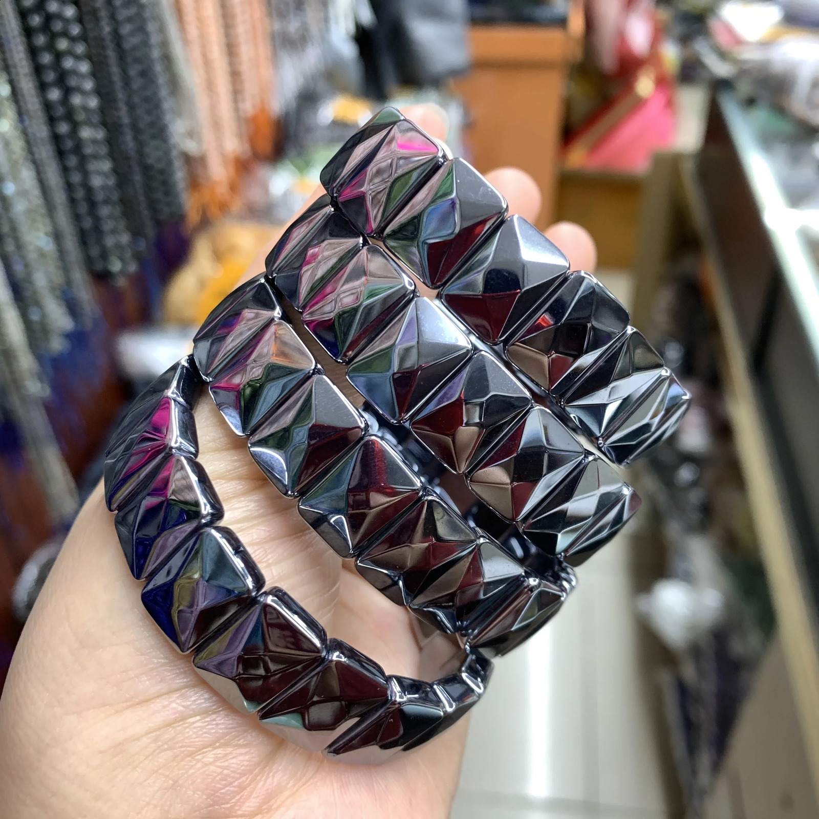 Natural terahertz bead bracelet natural energy stone bracelet Diy fashion energy jewelry bracelet mens wholesale 241017