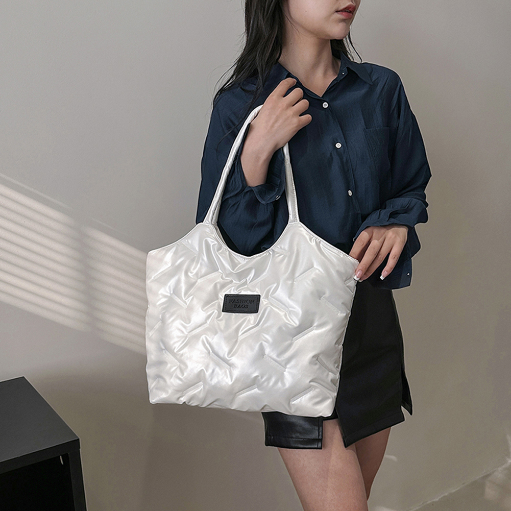 Women's Padded Tote Multi Functional Solid Puff Large Capacity Quilt Shoulder Casual Winter Dressing Bag