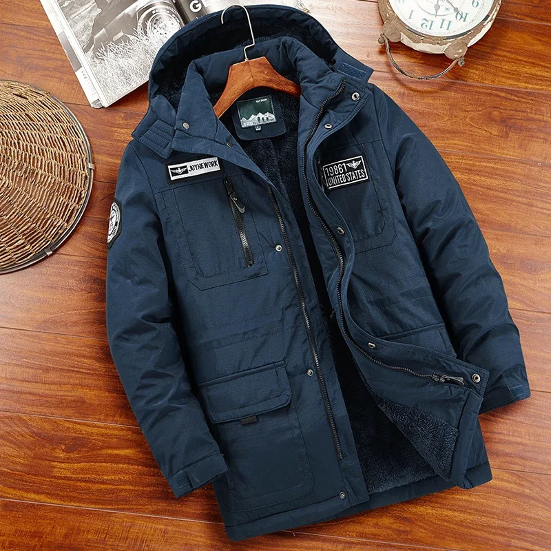 Fashion Winter Parka Military Men Thicken Hooded Coats Casual Warm Windbreaker Male Jackets Outerwear Clothing 241018