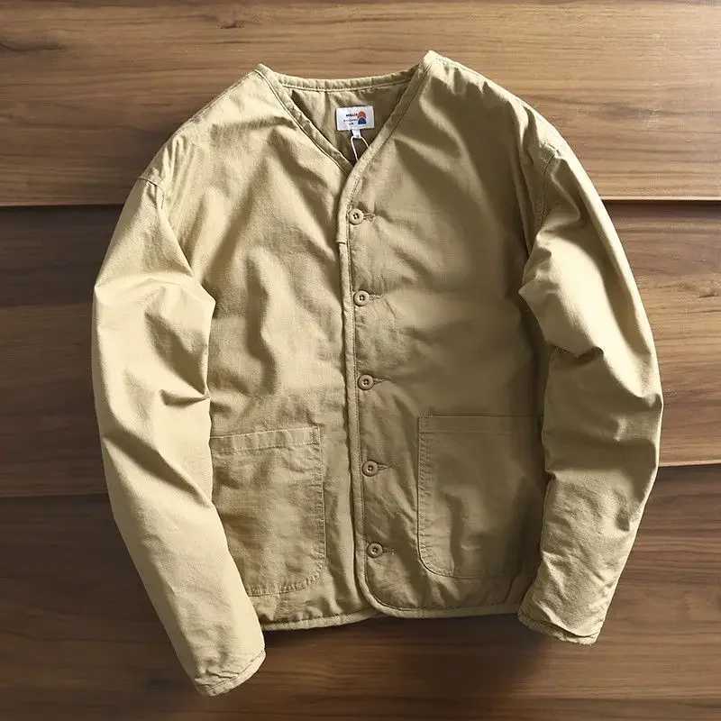 Mens Parkas Thick Cotton Coat Jacket Autumn Winter Retro Women Jackets V-neck Long Sleeves Pockets Single-breasted Tops LX241018