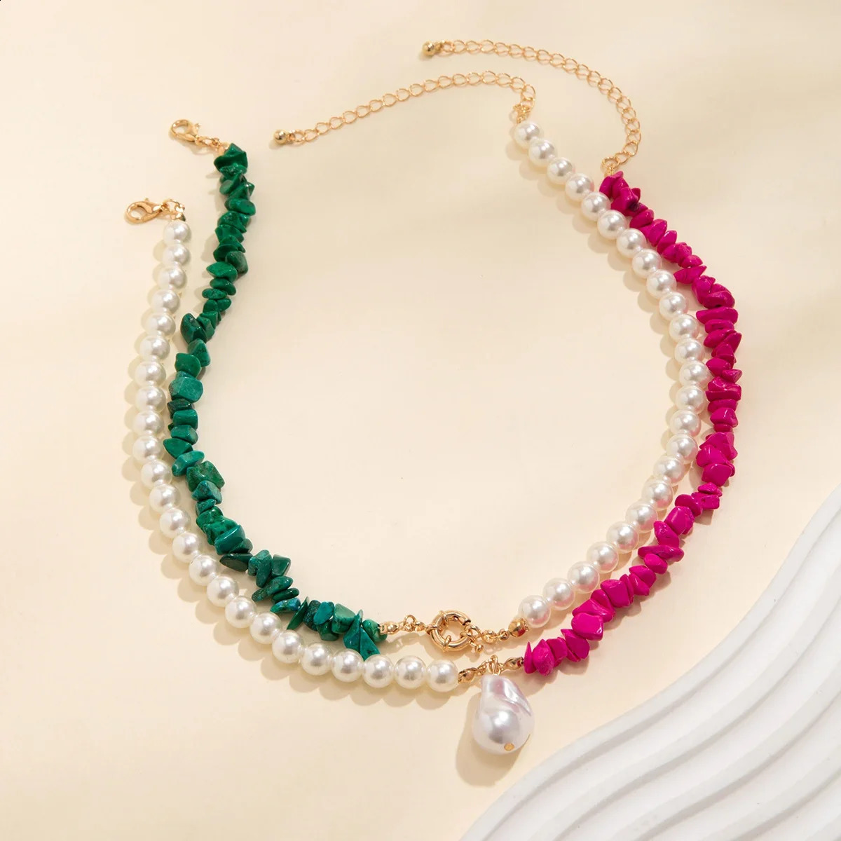 Fashionable natural stone irregular bead necklace female pearl pendant necklace jewelry necklace party 241018