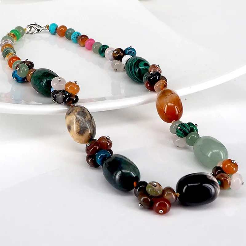 Chakra Energy Natural Stone Necklace Crystal Handmade Bead Pendant Womens Sweater Pendant Necklace Jewelry 241018