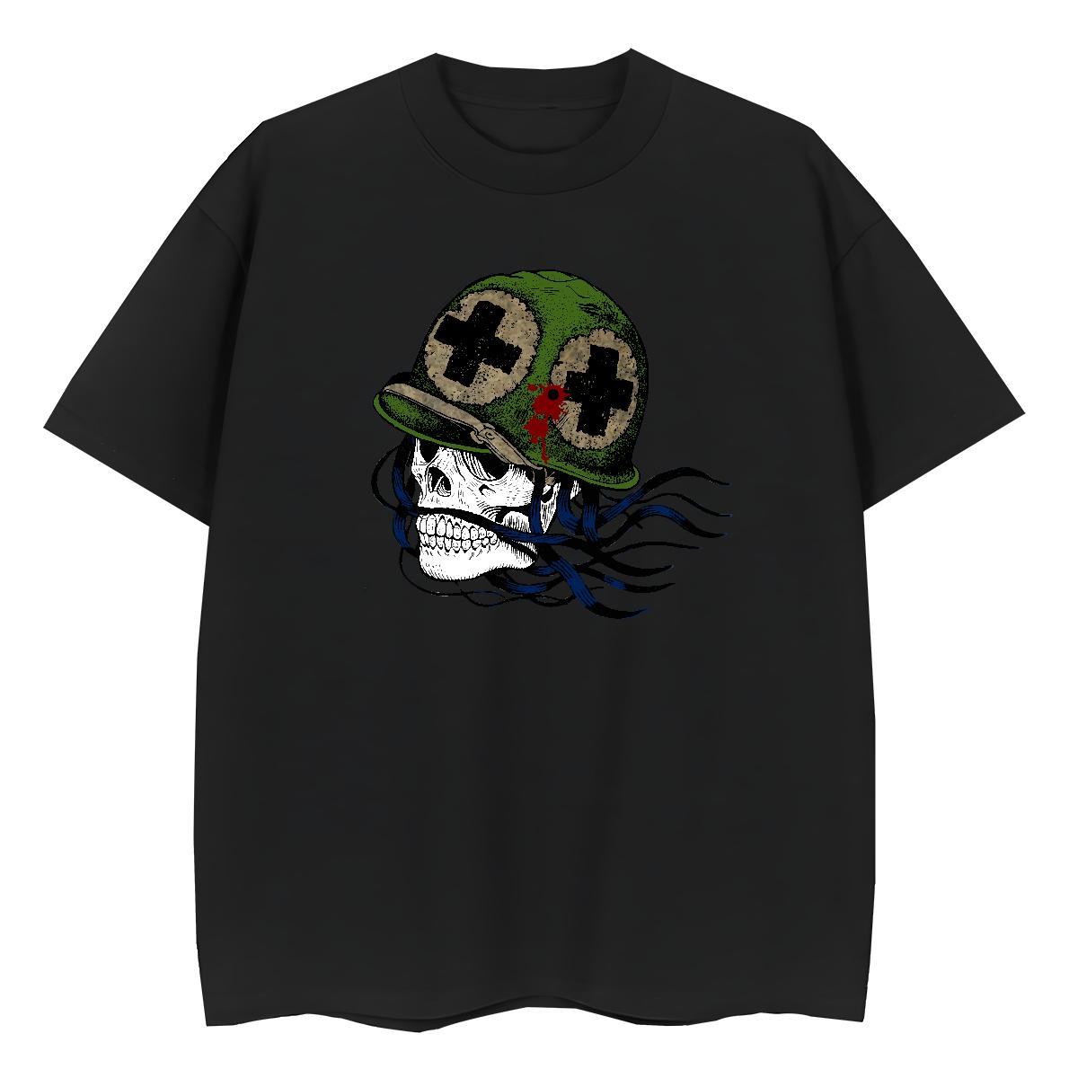 DIY T Shirt For Woman 230g Pure Cotton Round Neck Short Sleeve Street Wear skull Women Tees Comfortable Cartoon Print Top Shirts