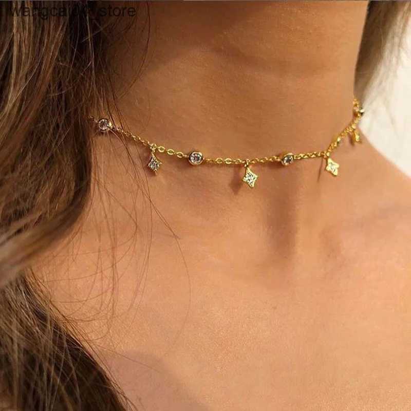 Chokers 2024 design 925 sterling silver crystal gold rose gold silver pendant star Cz pendant necklace womens jewelry L240910