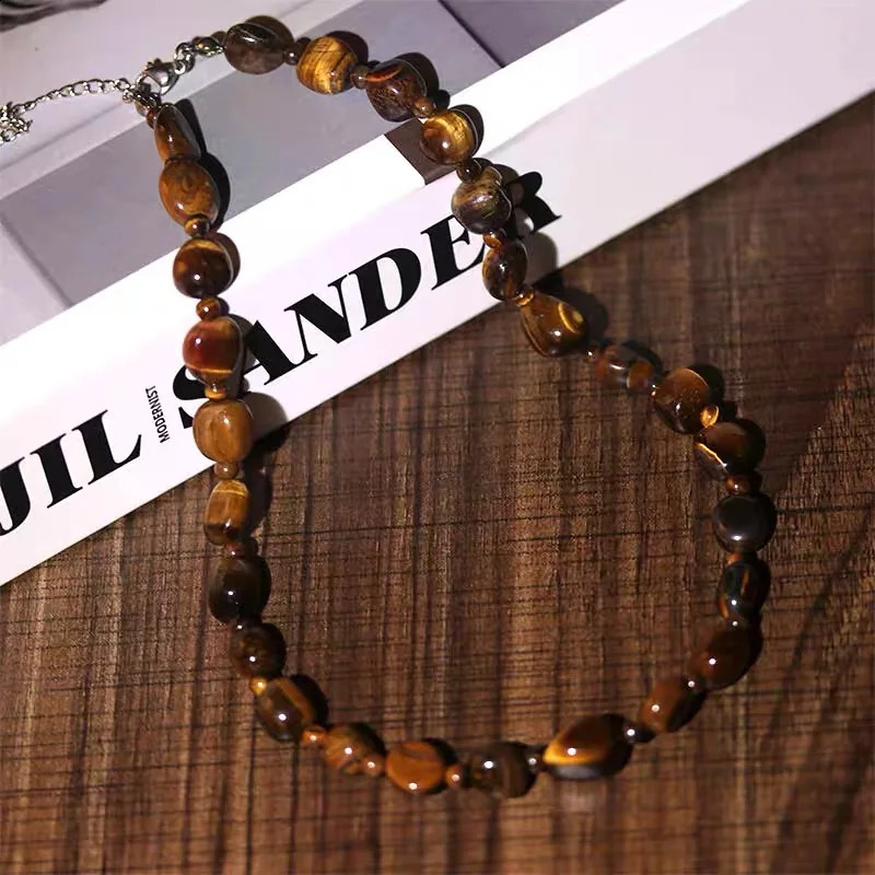 Natural Tiger Eye Stone Irregular Pearl Set Necklace Light yet Exquisite Retro Fashion Freshwater Pearl Bracelet Necklace 241018