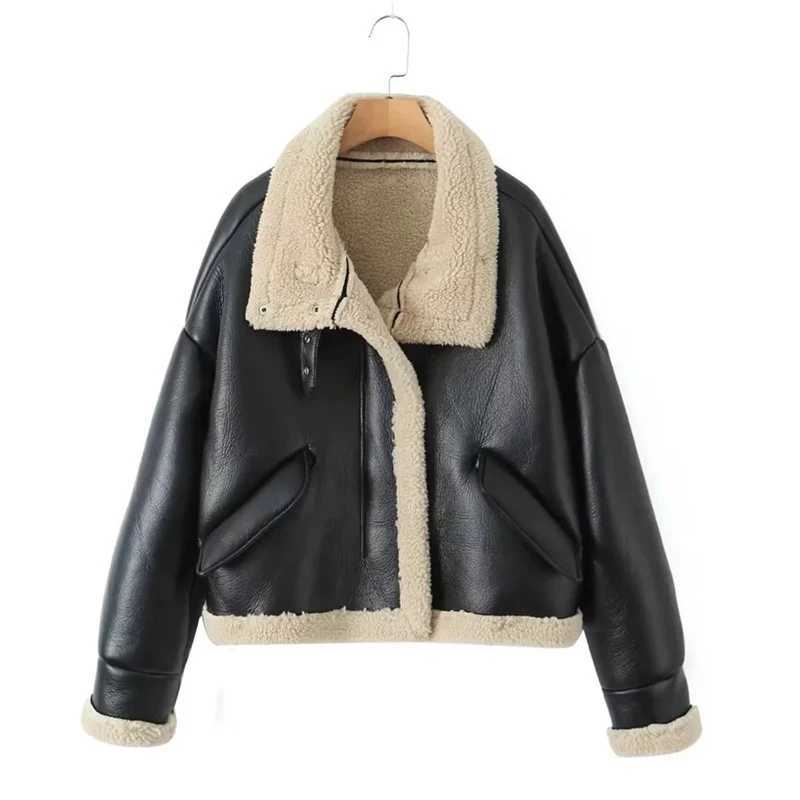 Windbreak Warm Winter Jacket Thicken Turn Down Collar Lamb Wool Coat For Women Winter Parkas Women outwearX241018
