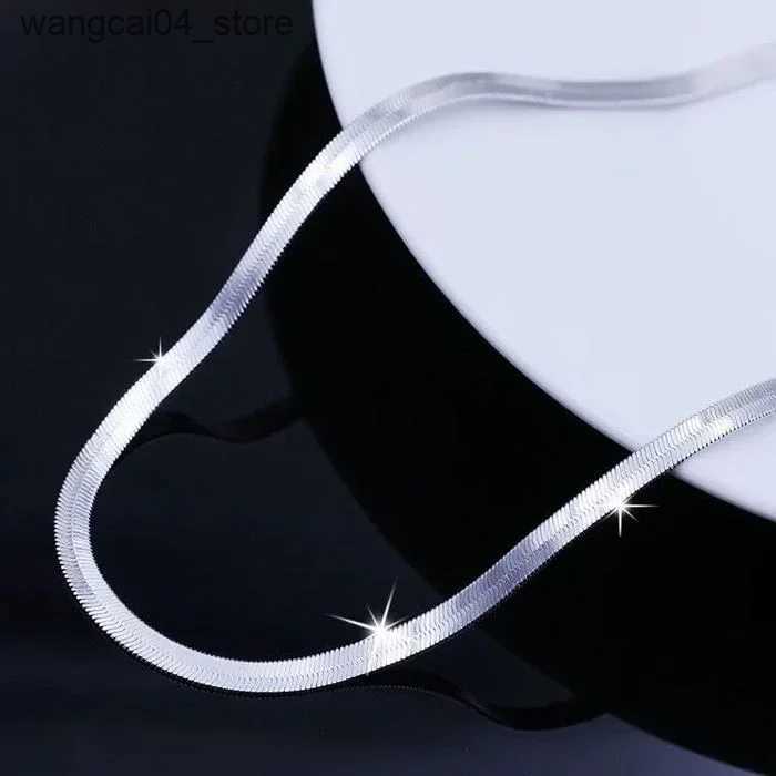 Chokers 925 sterling silver 18K gold 4MM flat chain necklace suitable for womens luxurious and exquisite jewelry wedding gift necklace L240910