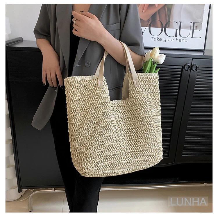 2025 new totes womens shoulder bags large capacity tophandle handbag hollow paper straw woven bag simple casual zhanyishengli