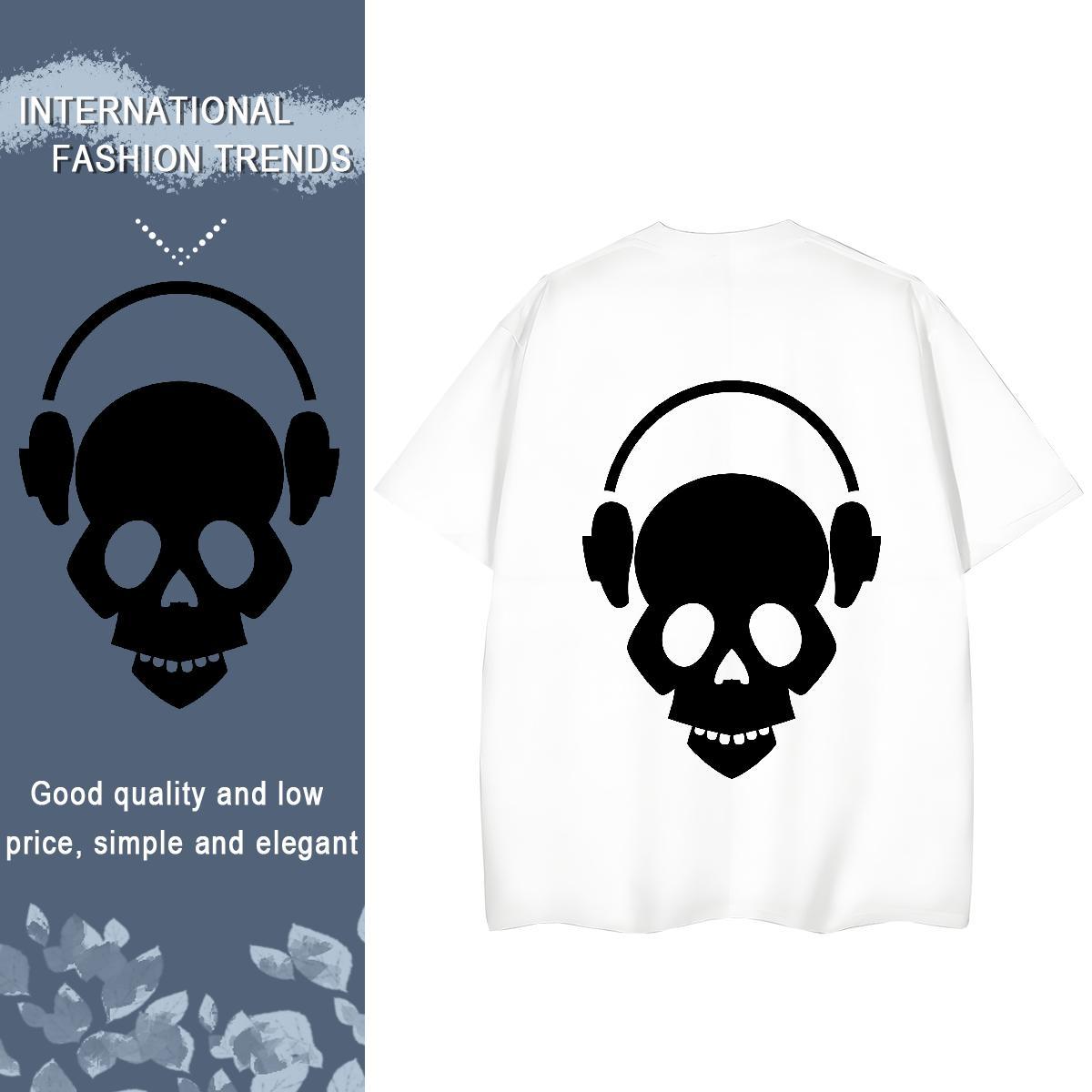 Brand T shirt 100% Cotton 230g Breathable Crew Neck Spring Summer skull Womens Tshirts Lady Cartoon Anime Tops Shirt