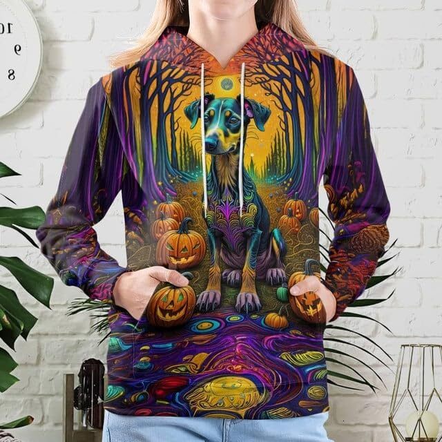 Hoodie for Mens Womens Dog Mom Hoodies For Women 3D Print Pumpkin Hooded Dog Halloween Sweatshirt Animal Hoodie Graphic Hoodies sweatshirt Pullover Sl