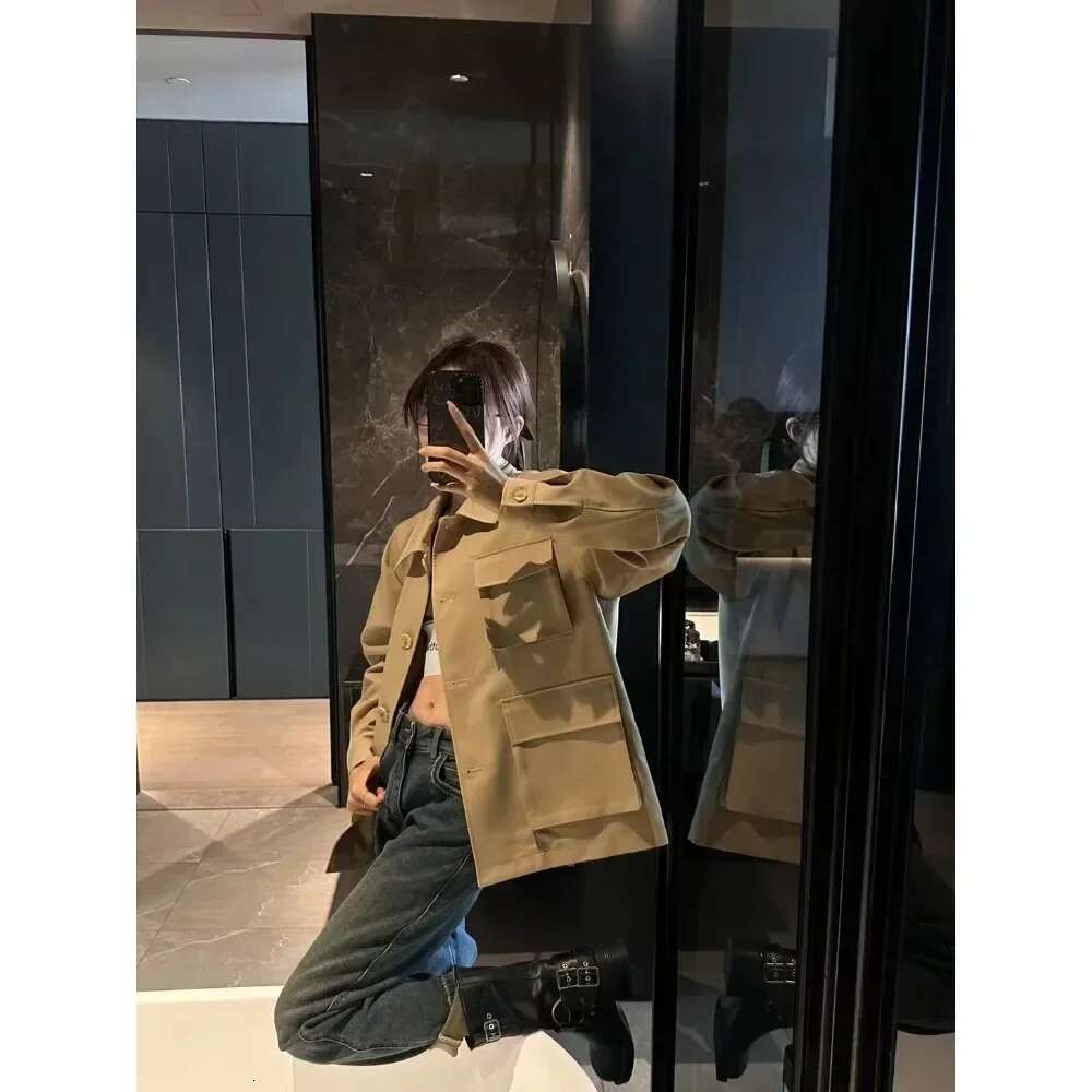 Spring Casual Jackets For Women INS Style Outerwear Fashion Loose Slim Zipper Single-Breasted With Pocket Streetwear