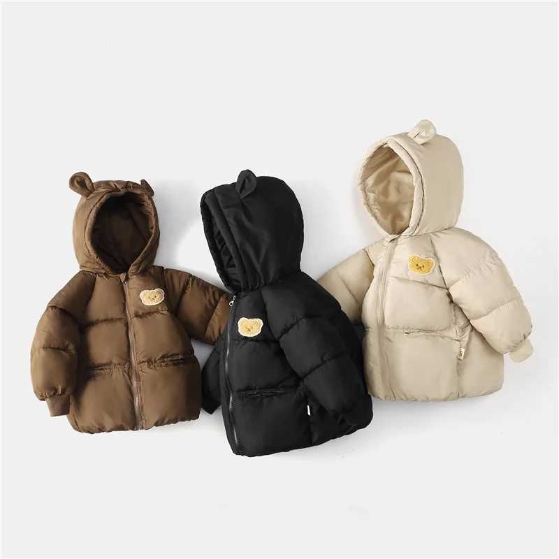 Childrens down cotton jacket winter thick warm jacket autumn boy and girl cartoon bear hooded snow jacket childrens clothing jacket M241018