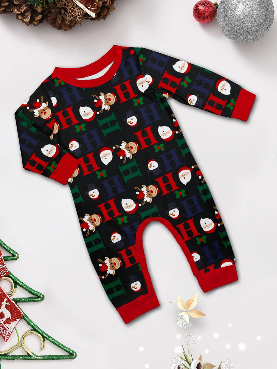 Christmas matching family pajamas Santa Claus cartoon Pjs adult childrens clothing set baby jumpsuitdog suit 241007