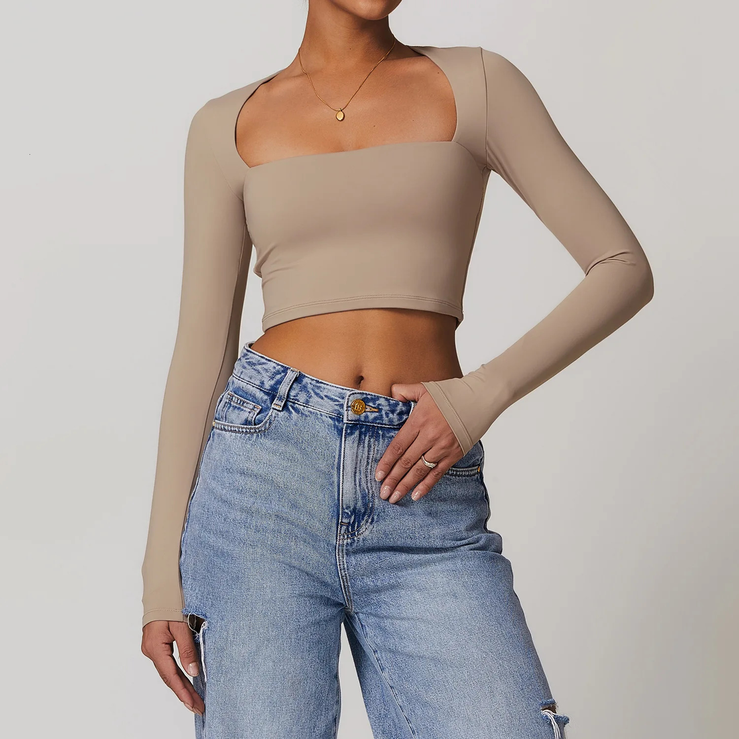 Yoga Long Sleeves Workout Tops Elastic Women Gym Crop Top Sports Bra Push Up Shirts Running Fitness Underwear Sexy Clothes 241018