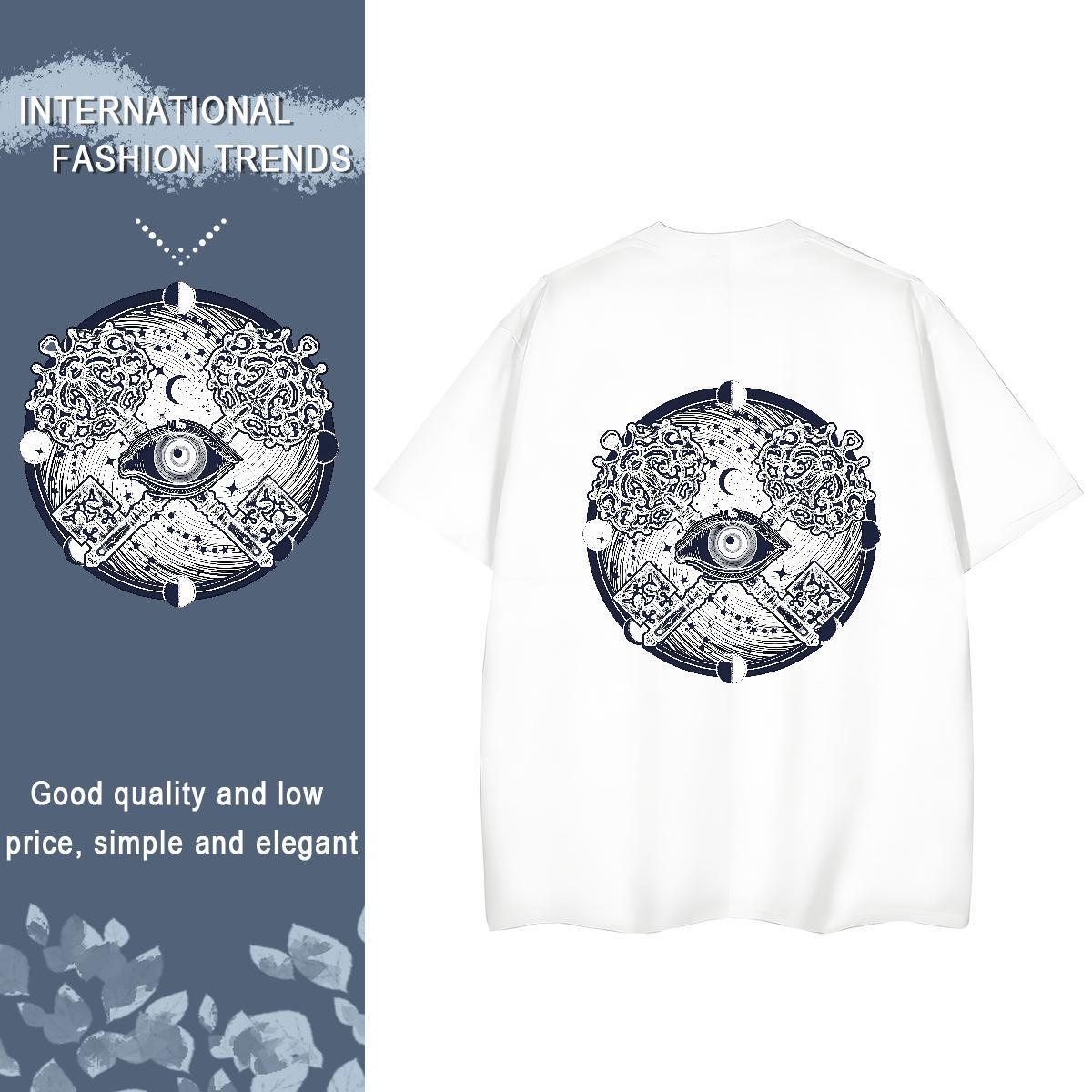 2024 Designer T-Shirts for Women 230g 100% Cotton Round Neck Short Sleeve Casual eye of the devil Couples T Shirts Loose fit Custom Print Oversized To