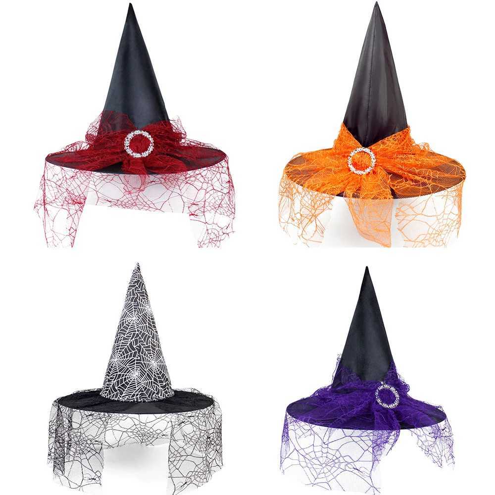 Kids Witch Hats Halloween Hat Decoration Props for Girls Cosplay Witch Gauze Headwear Role Play Taff Witch Halloween Deco Unisex LX241018