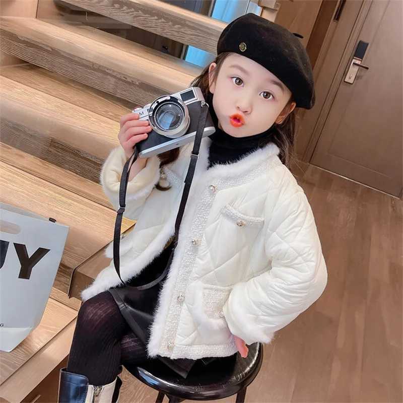 Girls outerwear winter cotton windproof princess warm and thick youth plus size sportswear childrens clothing M241018