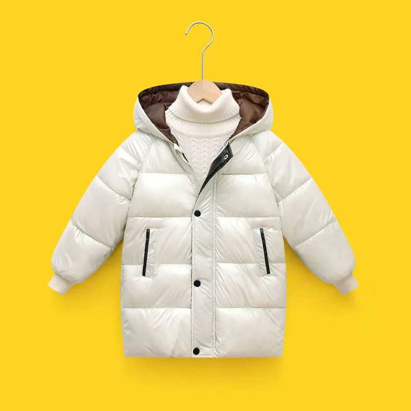 Girls thick warm coat boys solid color medium length hooded shirt cotton new childrens autumn casual fashion cold coat M241018