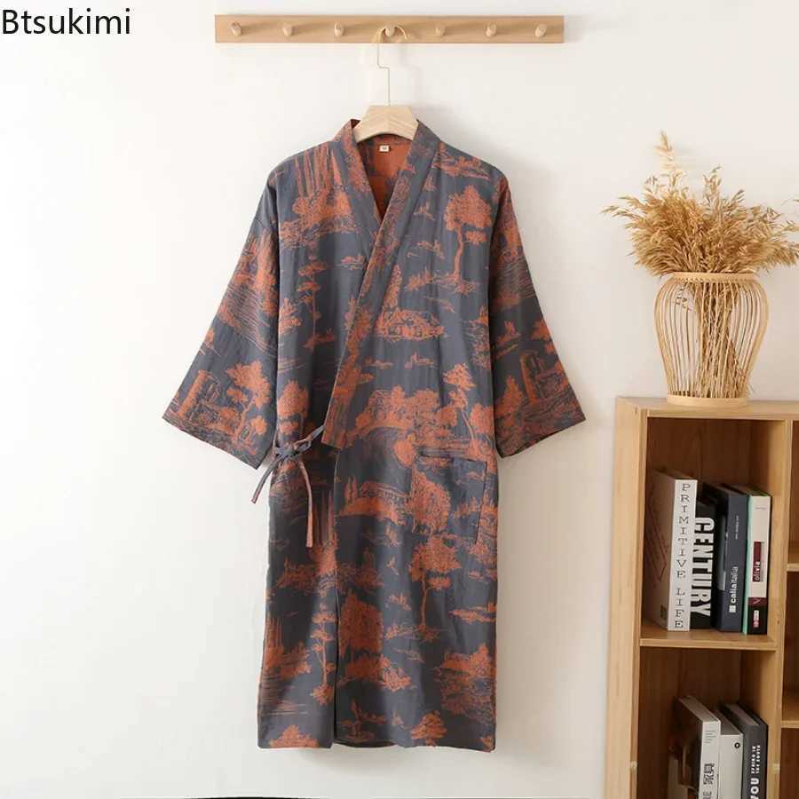 2024 Casual Bathrobe for Men Sleepwear Nightdress Robes Male Loose Bathrobe Skin Friendly Pajamas Shirts Robes Mens Kimono RobeXJ241018