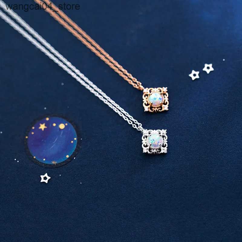 Chokers INZATT INS Real 925 sterling silver opal geometric pattern necklace suitable for womens classic exquisite jewelry minimalist accessories L2409