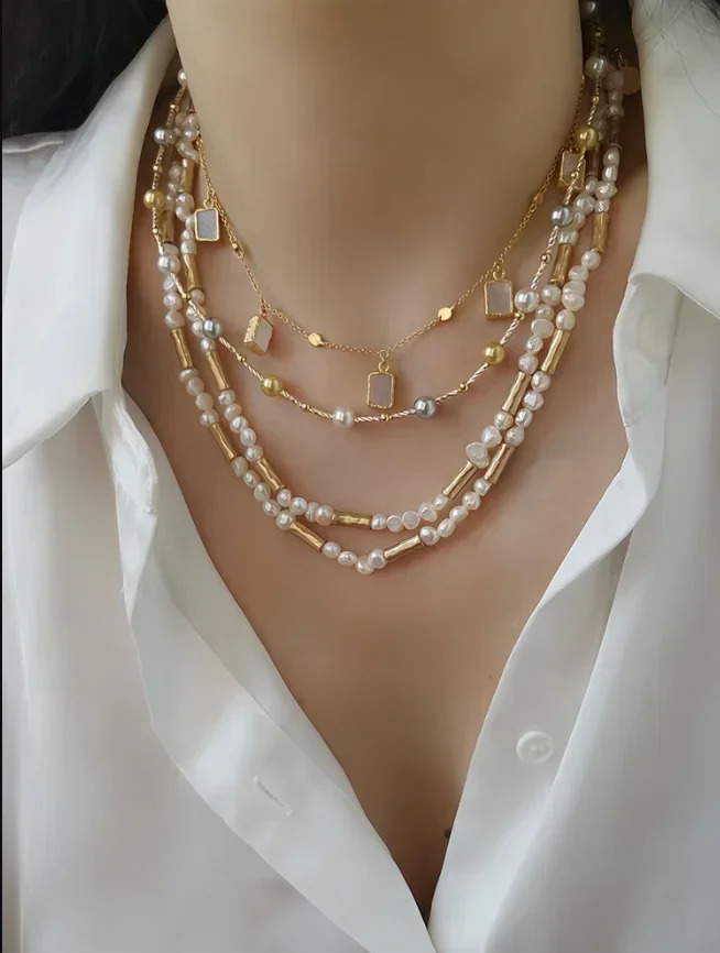 European and American niche n irregular natural pearl necklace 241017