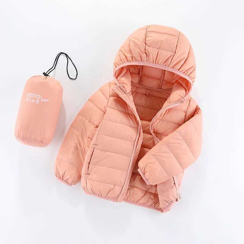 New childrens down jackets baby hooded thin down jackets childrens cotton lined jackets solid color jackets M241018