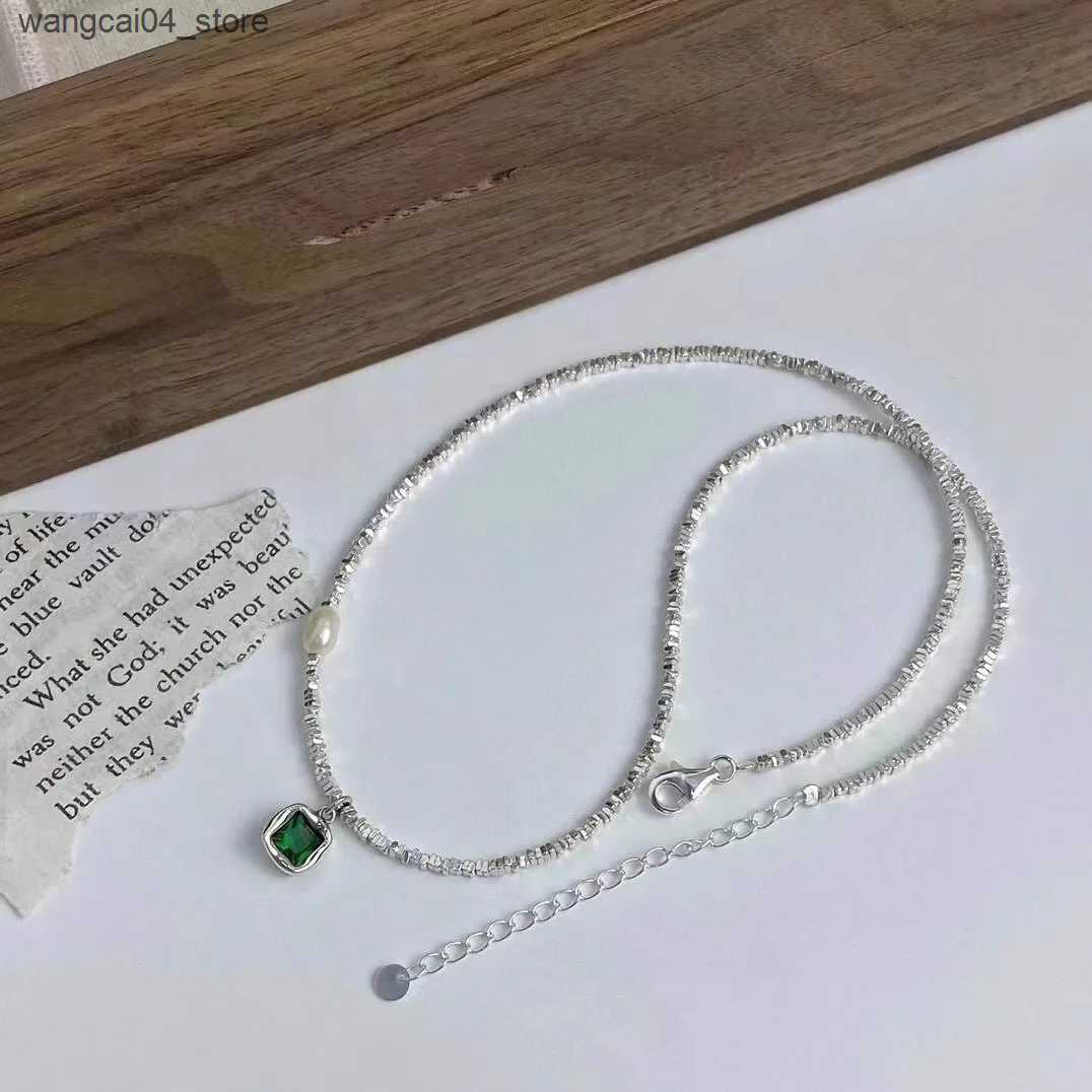 Chokers Popular 925 sterling silver green pendant pearl necklace suitable for womens necklaces exquisite jewelry accessories gifts L240910