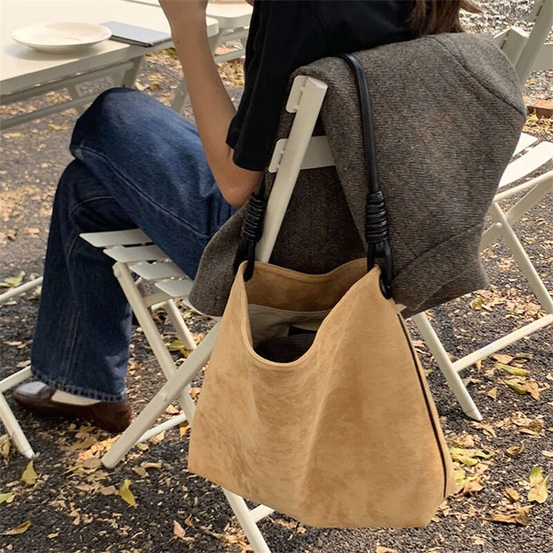 Handbag Small Retro Suede for Women Casual Versatile Handle Shoulder Bags Female Commuter Brown Purse Travel Underarm Bag