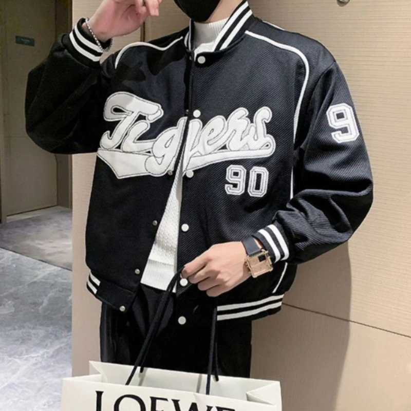 Japanese Hip Hop Baseball Uniform Jacket Mens Velvet Thickened Korean Style Spring Autumn Handsome Aesthetic Coat 241018