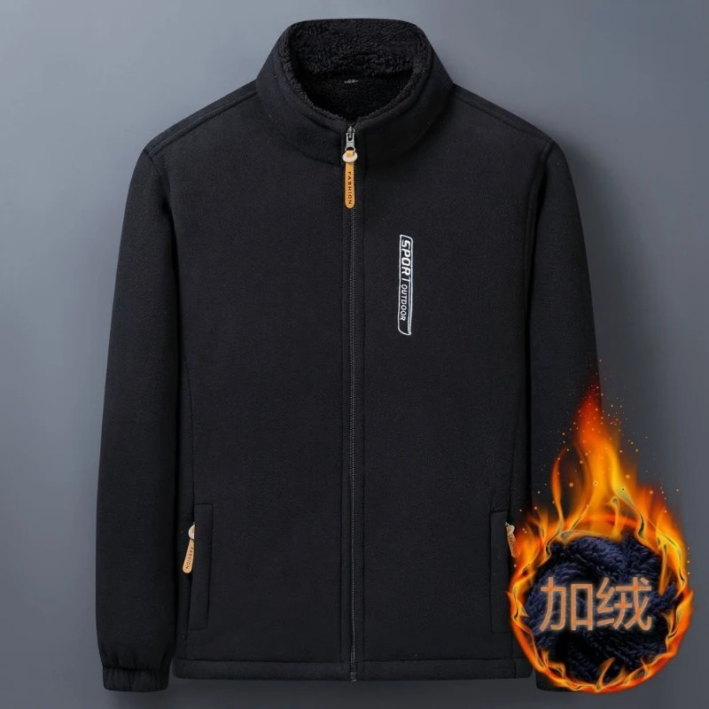 Winter Men Outdoor Fleece Jacket Casual Polar ColdProof Thickened Coat Lightweight Windproof Zipper Cardigan Warm 241018