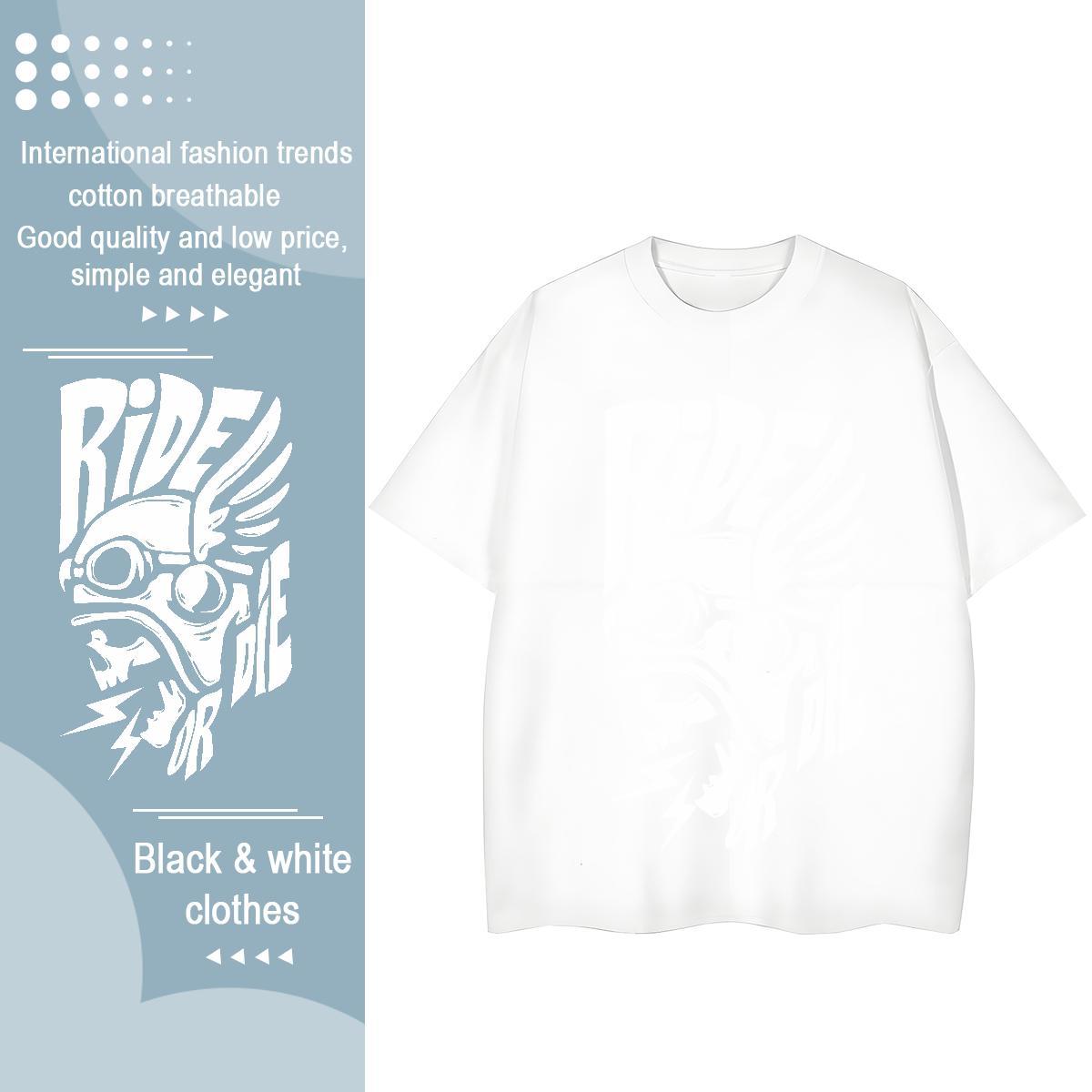 Casual New T shirt 230g Cotton Breathable Outdoor skull Tshirt for Man Woman Brand Anime Oversized Tops