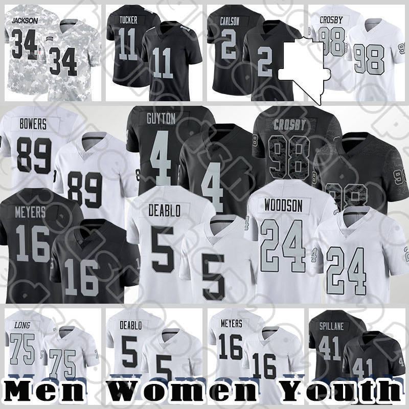 98 Maxx Crosby Brock Bowers Football Jerseys Divine Deablo Jakobi Meyers Jalen Guyton Bo Jackson Charles Woodson Robert Spillane Nate Hobbs Tre Tucker Jones Sam Webb