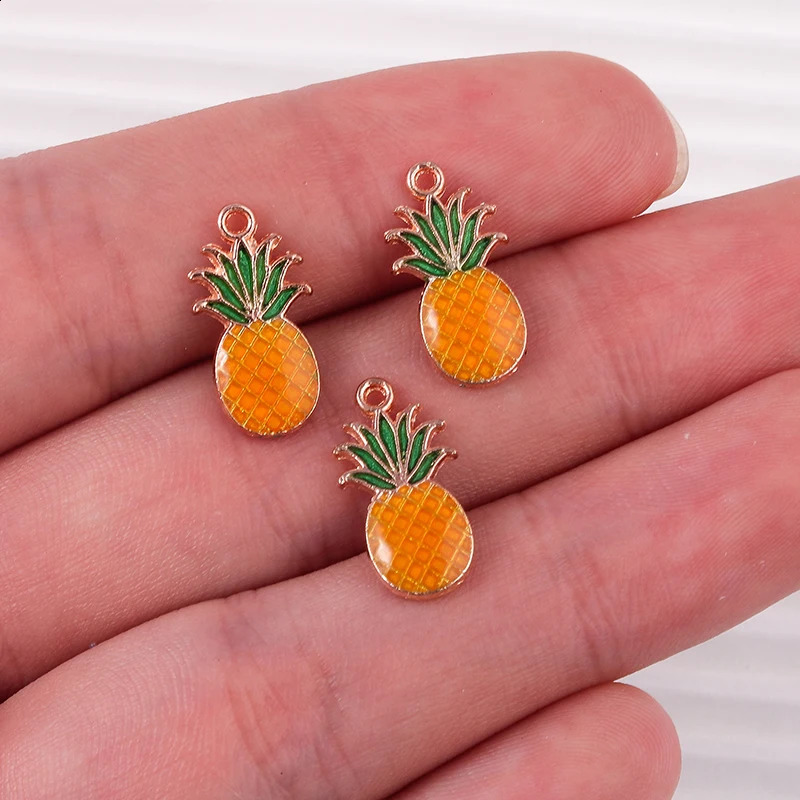 10pcs Mix Enamel Fruits Charms Cherry Pineapple Apple Peach Pendant for Necklace Earring Bracelet DIY Jewelry Making Accessories 241010