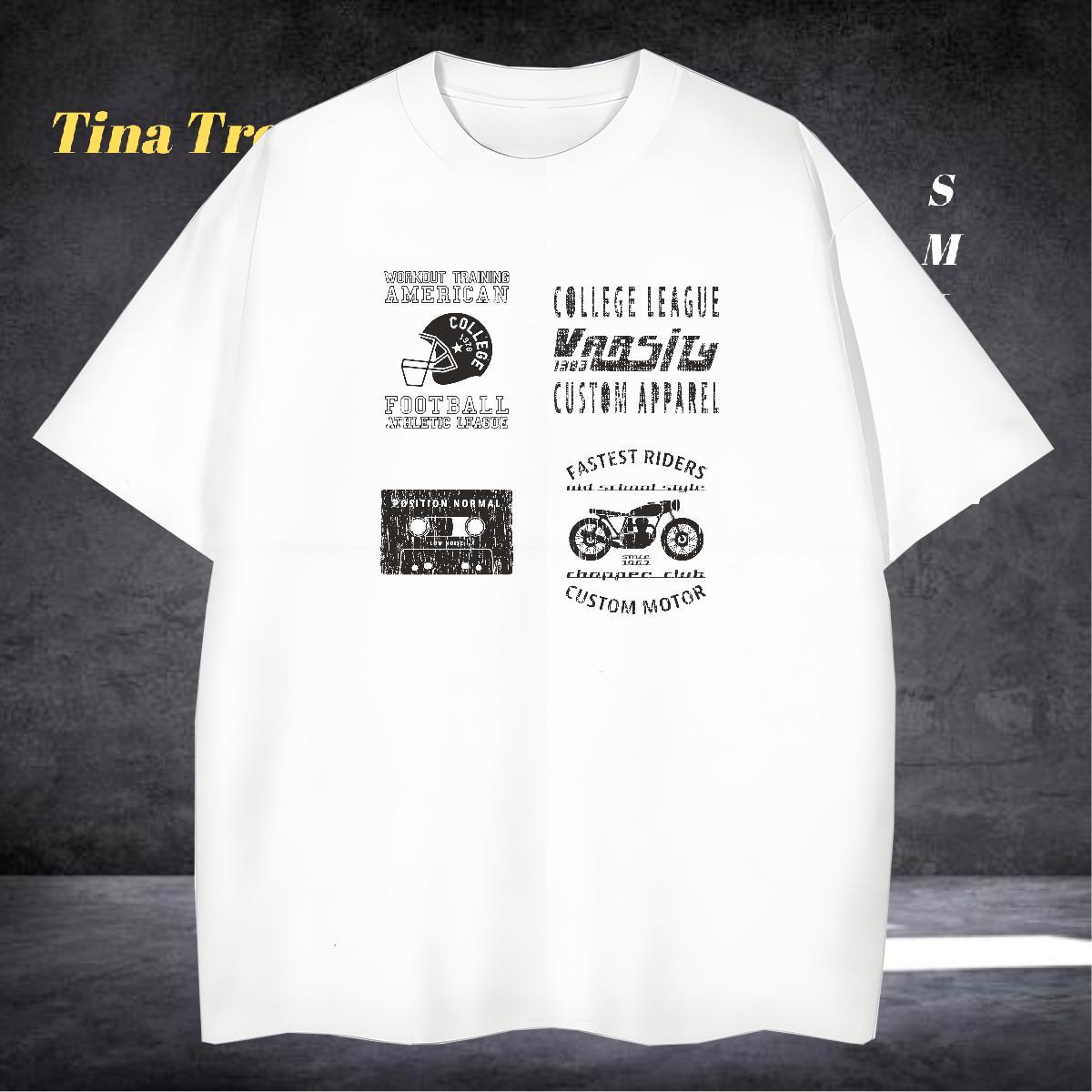 Popular T shirt 230g Pure Cotton letter Anime Printing Street Cartoon Print Round Neck Short Sleeve Men Tees Brand Polos