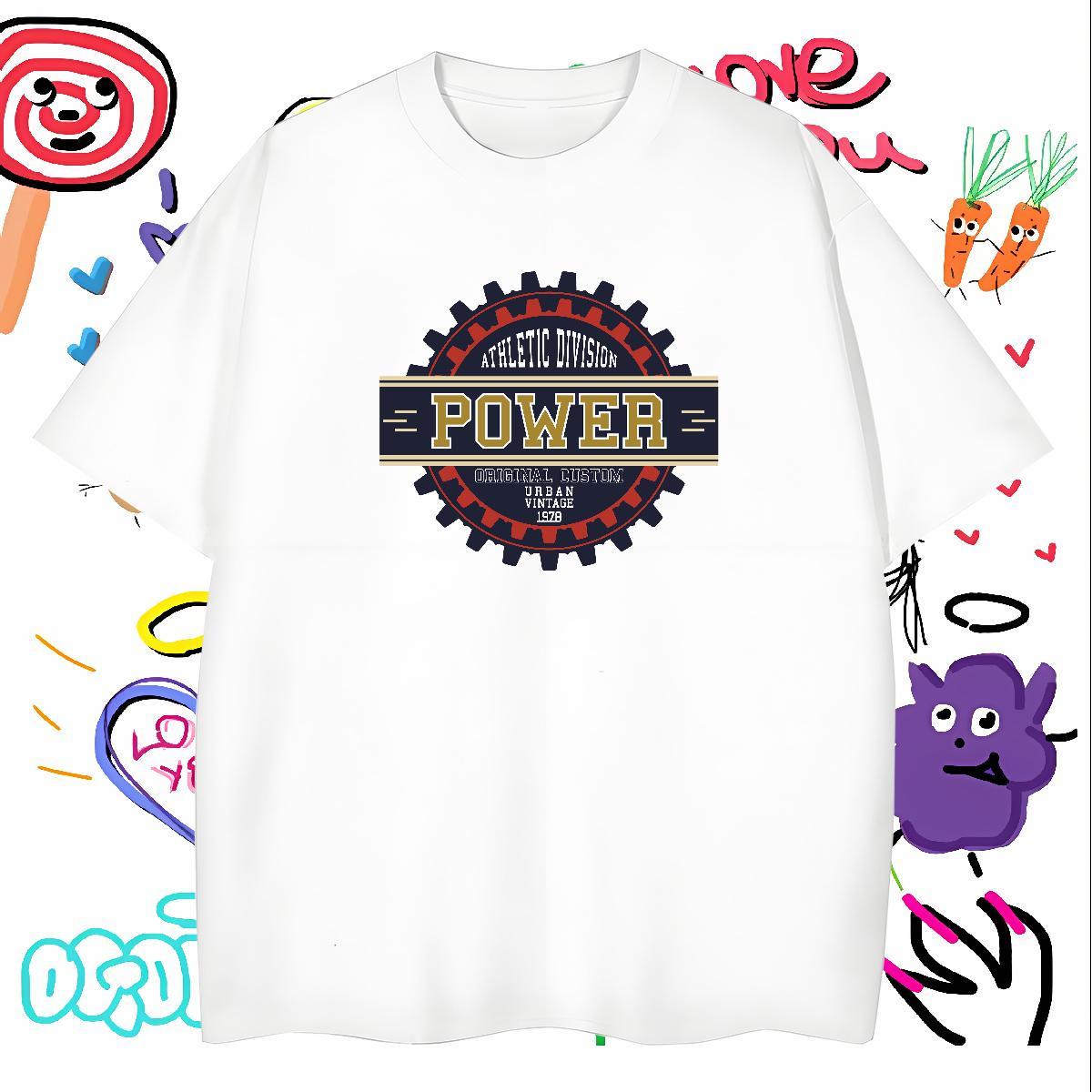 Comfortable T-Shirts for Men 100% Cotton 230g letter Casual Cartoon Print Short Sleeve Soft Tshirt for Man Woman 2024 DIY Tops