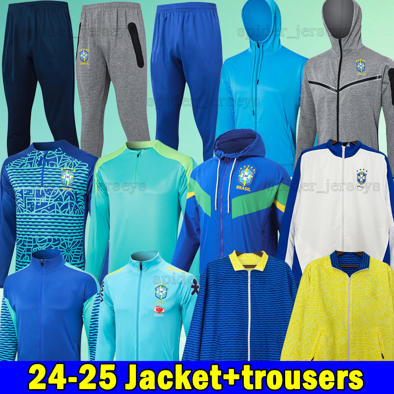 24 25 Brazils national football team Soccer Sets brasil Football Tracksuits Richarlison 2024 2025 With a hat Jacket trousers training Long sleeve MEN Uniforms
