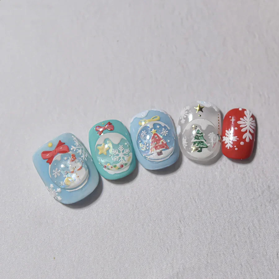 5D Bronzing Gold Jelly Nail Art Stickers DIY Christmas Cartoon Snowflake Santa Claus Nail Decoration Slider Decals Manicure 241017