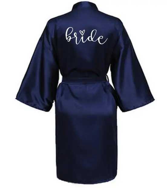 Wedding Party Team Bride Robe With Black Letters Kimono Satin Pajamas Bridesmaid Bathrobe SP063XJ241018