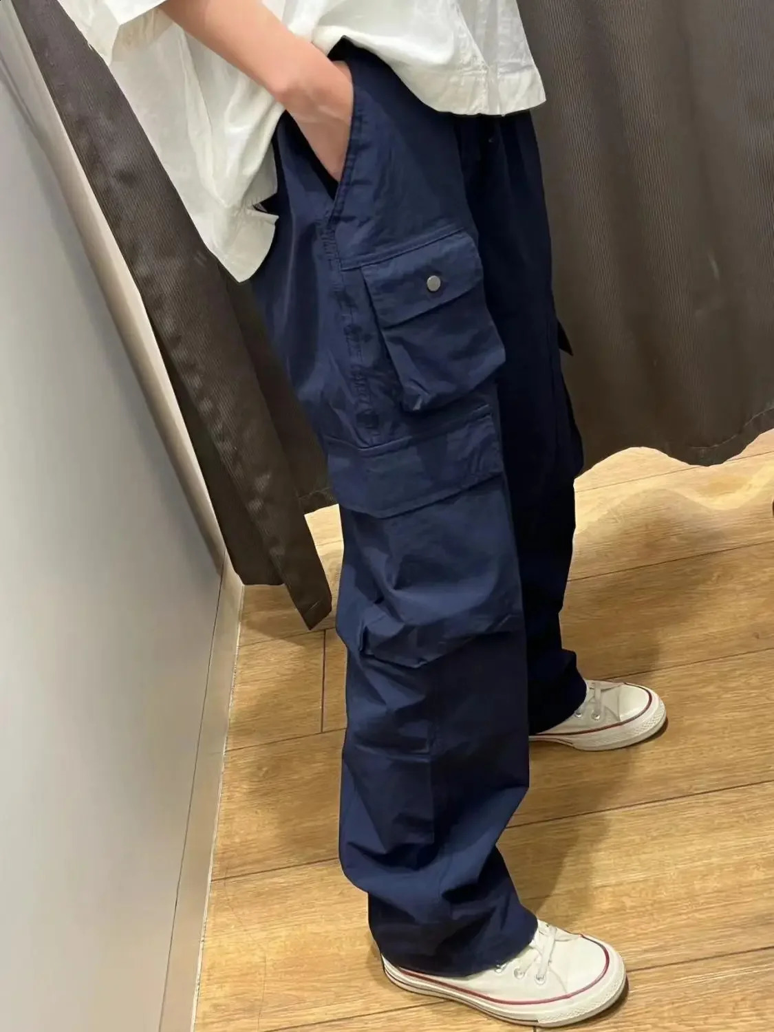 Navy Blue Cleanfit Pants Men American Retro Multi Pocket Workwear Trousers High Street Straight Leg High Street Vintage Pants 241010