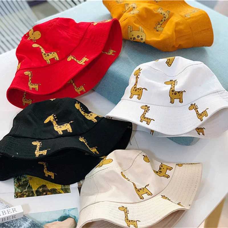 Summer Baby Bucket Hats Boys Girls UV Sunhat Kids Cotton Giraffe Beach Hat Children Outdoor Casual Panama Caps Child Accessories LX241018